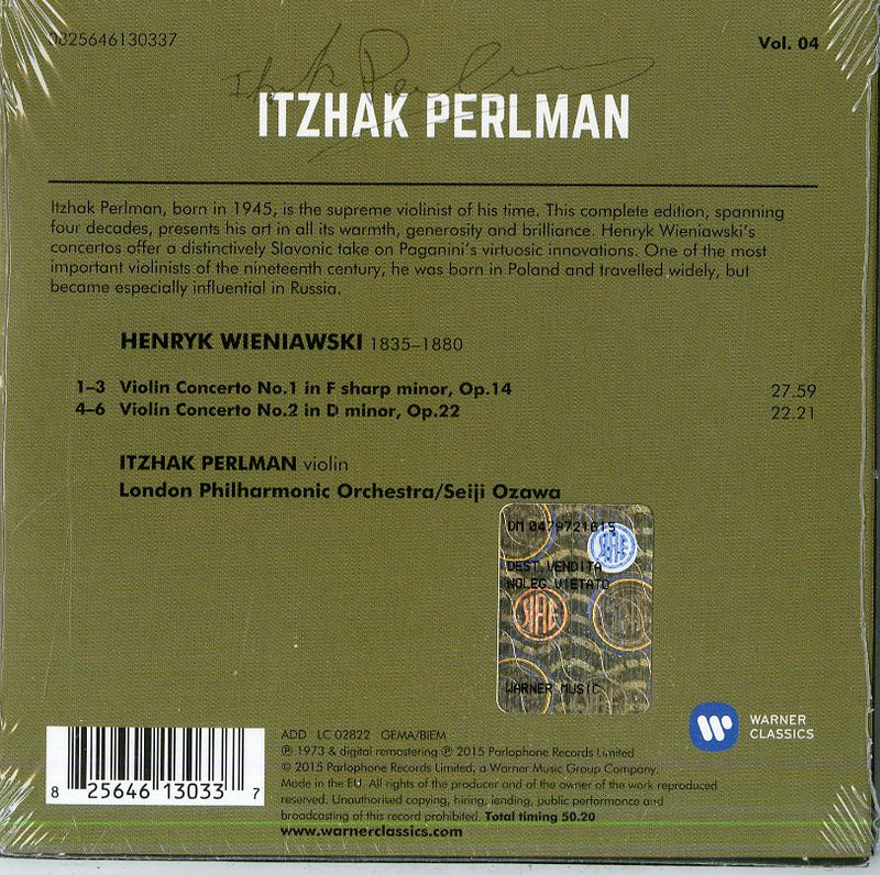 Perlman Itzhak (Violino) - Concerti Per Violino N.1, N.2 CD 0825646130337