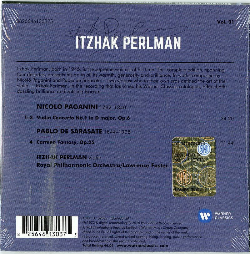 Perlman Itzhak (Violino) - Concerto N.1 , Carmen CD 0825646130375