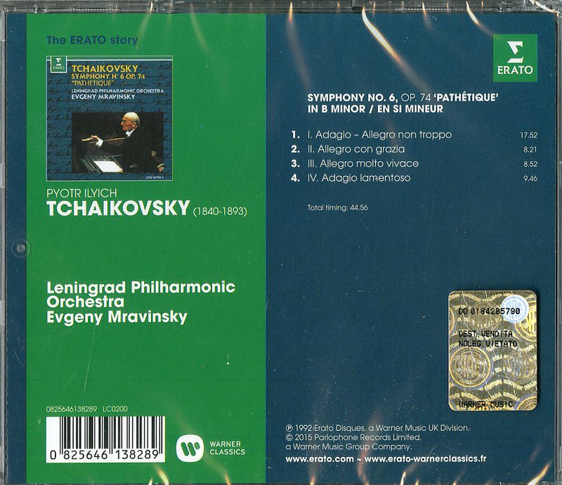 Yevgeny Mravinsky (Direttore) - Symphony No.6 In B Minor, Op. 74 (Sinfonia N.6 Patetica) Cd 0825646138289