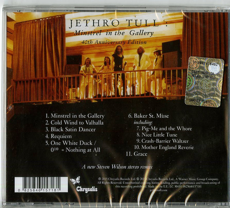 Jethro Tull - Minstrel In The Gallery (40Th Anniversary) Cd 0825646157181