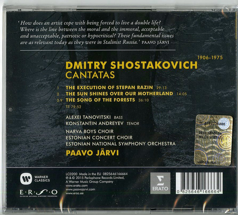 Paavo Jwärvi( Direttore), Aleksei Tanovitski( Basso), Kostiantin Andrejev( Tenore) - Cantatas (Cantate) Cd 0825646166664