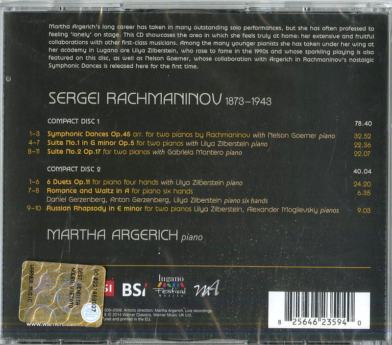 Argerich Martha (Piano) - Music For Two Pianos Cd 0825646235940