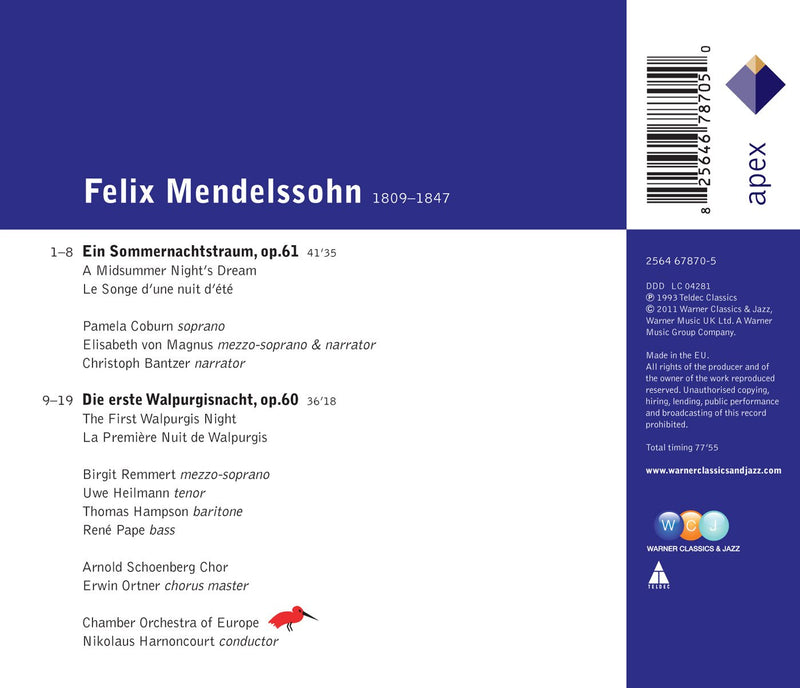 Harnoncourt (Direttore) - Sogno Di Una Notte Di Mezza Estate (A Midsummer Night'S Dream) CD 0825646787050