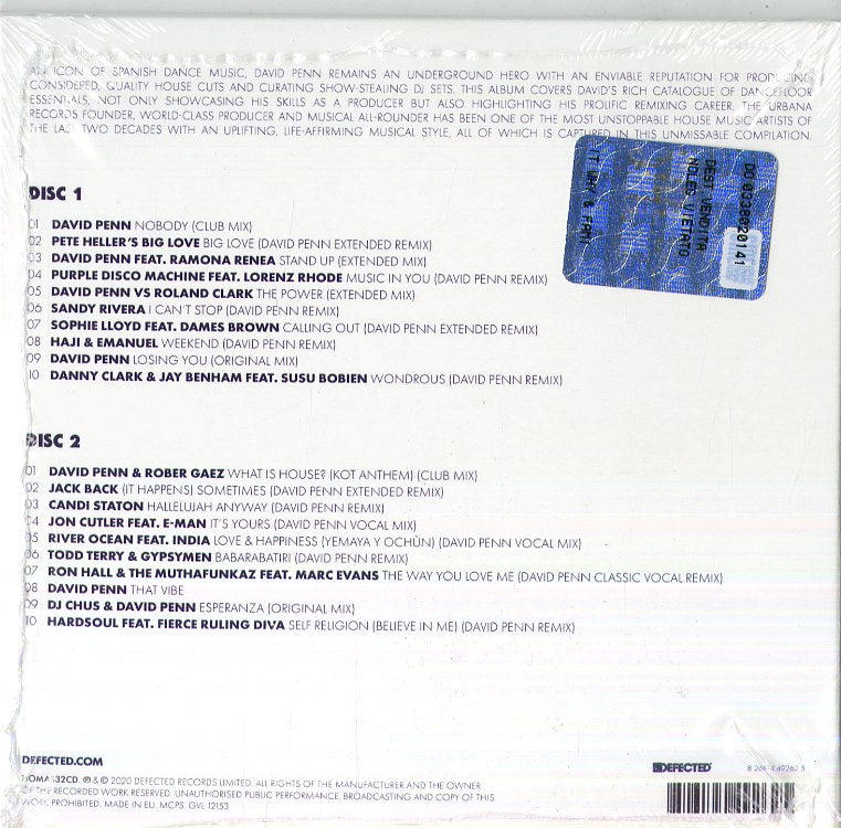 Compilation - House Masters David Penn (Defected Unmixed) CD 0826194492625