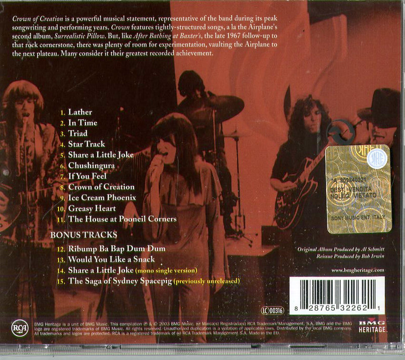 Jefferson Airplane - Crown Of Creation Cd 0828765322621