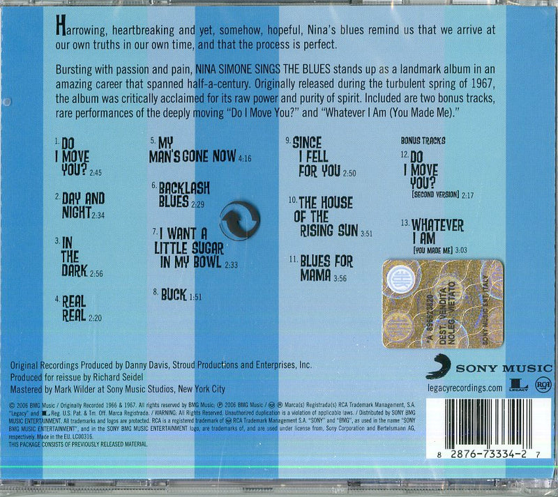 Simone Nina - Sings The Blues Cd 0828767333427
