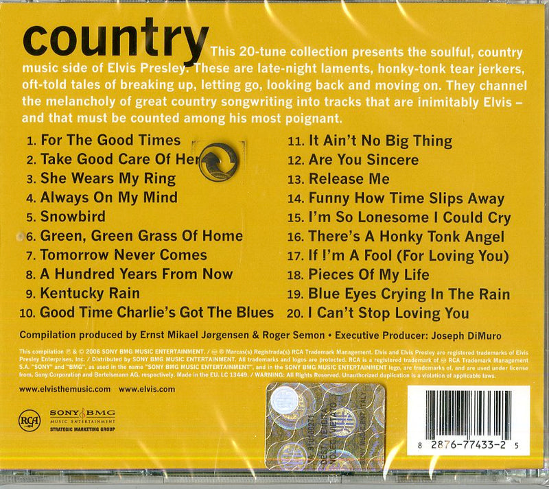 Presley Elvis - Elvis Country Cd 0828767743325