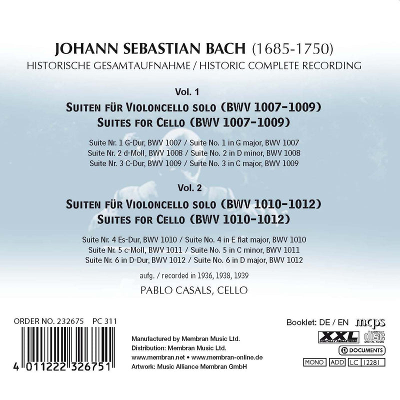 Casals Pablo - Cellosuiten Cd 0885150326756