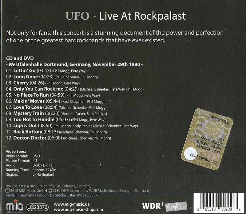 Ufo - Live At Rockpalast (Cd+Dvd) Cd 0885513902306