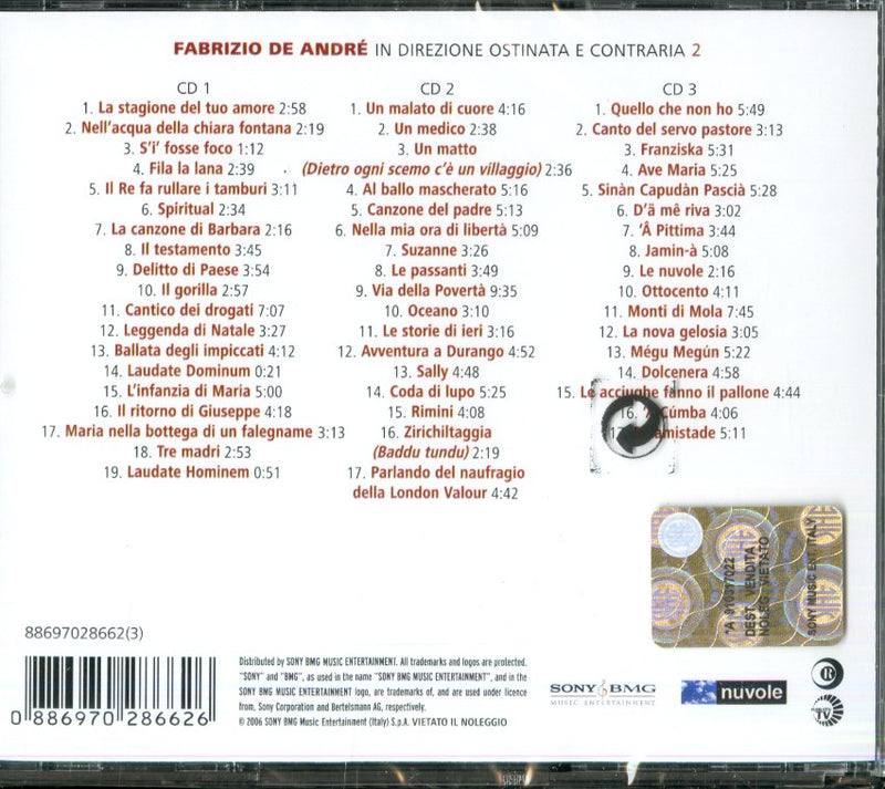 De Andre' Fabrizio - In Direzione Ostinata...2 Cd 0886970286626