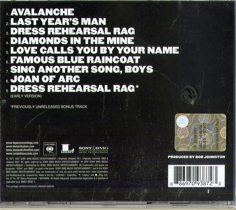 Cohen Leonard - Songs Of Love And Hate Cd 0886970938723