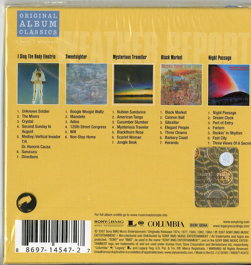 Weather Report - Original Album Classics (Box5Cd) CD 0886971454727