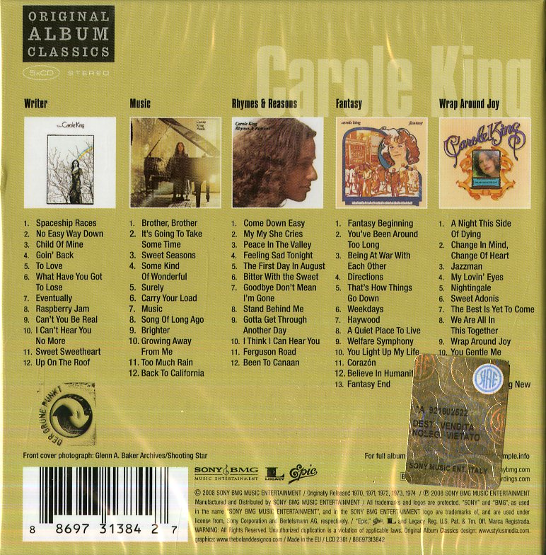 King Carole - Original Album Classics (Box5Cd) Cd 0886973138427