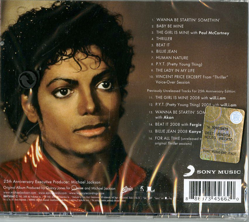 Jackson Michael - Thriller (25Th Anniv.Edt.) Cd 0886973456620