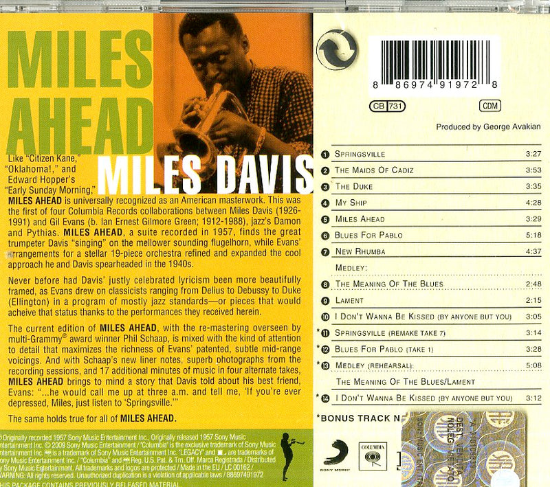 Davis Miles - Miles Ahead (Original Columbia Jazz Classics) Cd 0886974919728