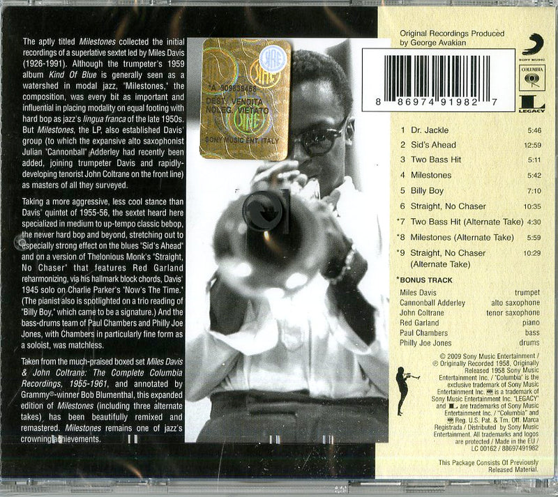 Davis Miles - Milestones(Original Columbia Jazz Cd 0886974919827