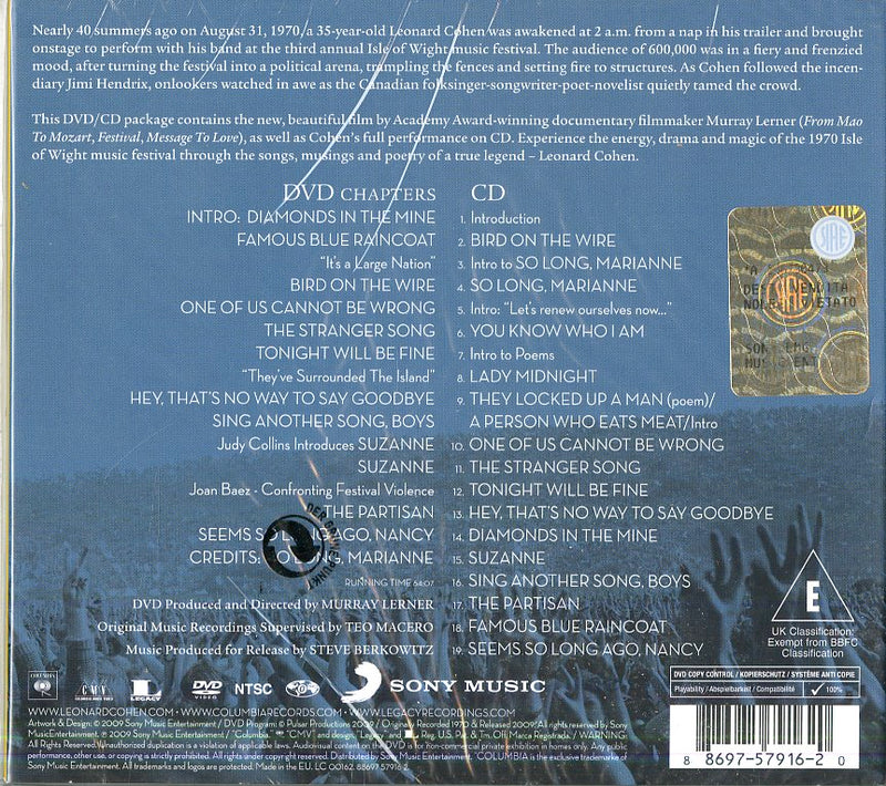 Cohen Leonard - Live At The Isle Of Wight 1970 Cd 0886975791620