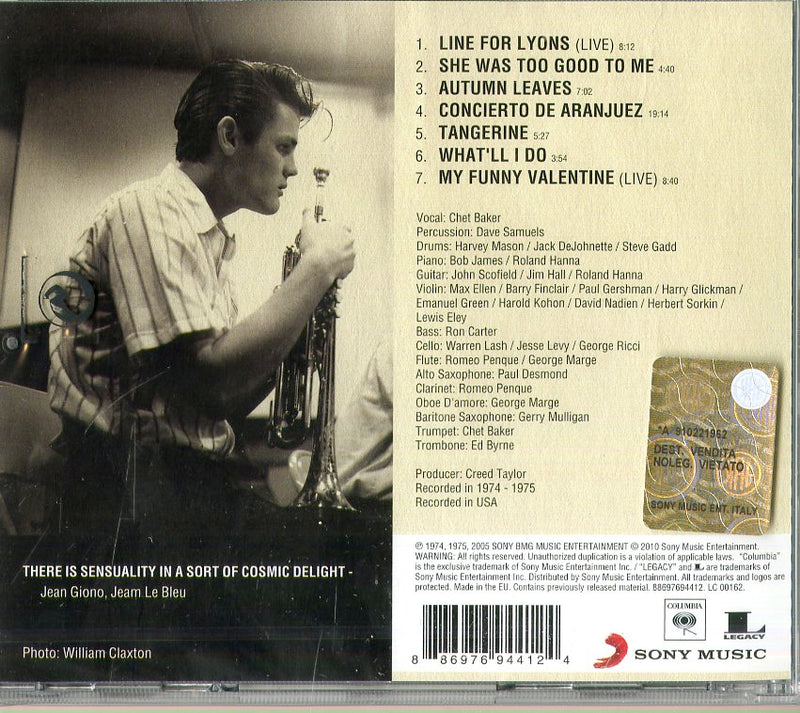 Baker Chet - Cool Chet Baker (Original Columbia Jazz) Cd 0886976944124