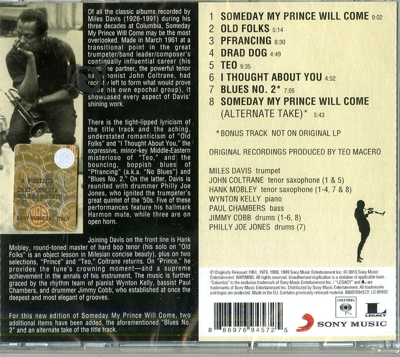 Davis Miles - Someday My Prince Will Come(Orig.Co Cd 0886976945725