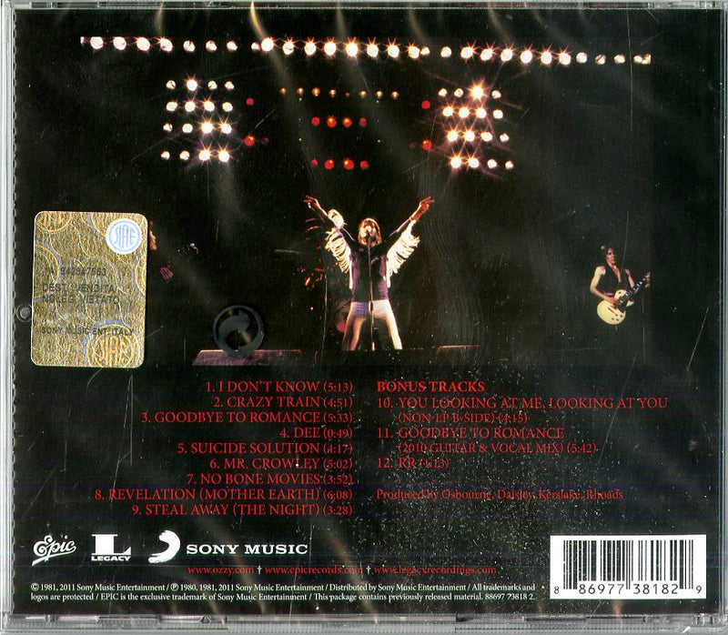 Osbourne Ozzy - Blizzard Of Ozz Cd 0886977381829