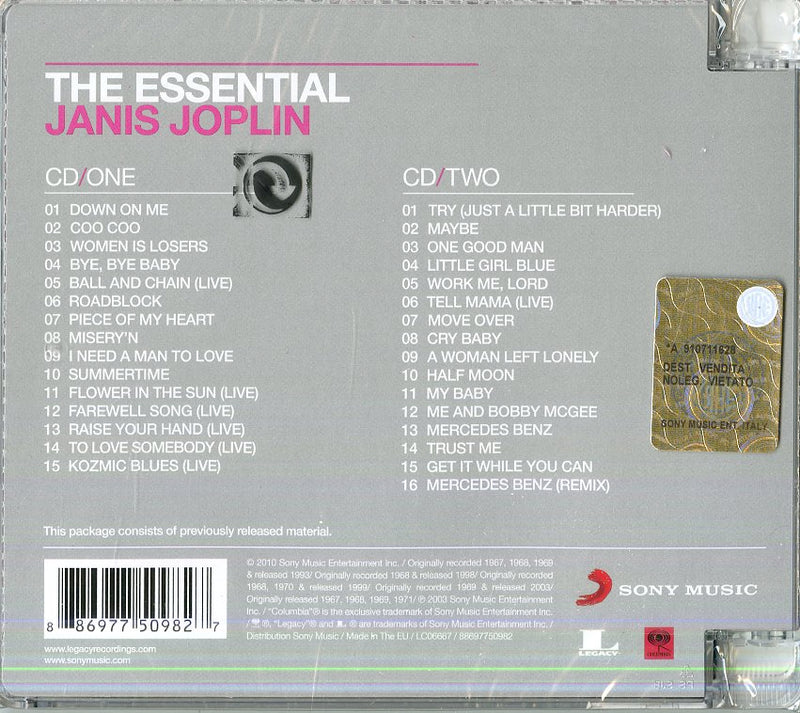 Joplin Janis - The Essential Janis Joplin Cd 0886977509827