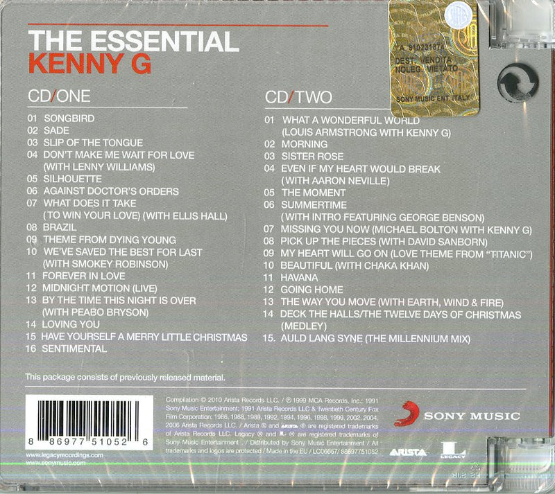 Kenny G - The Essential Kenny G Cd 0886977510526