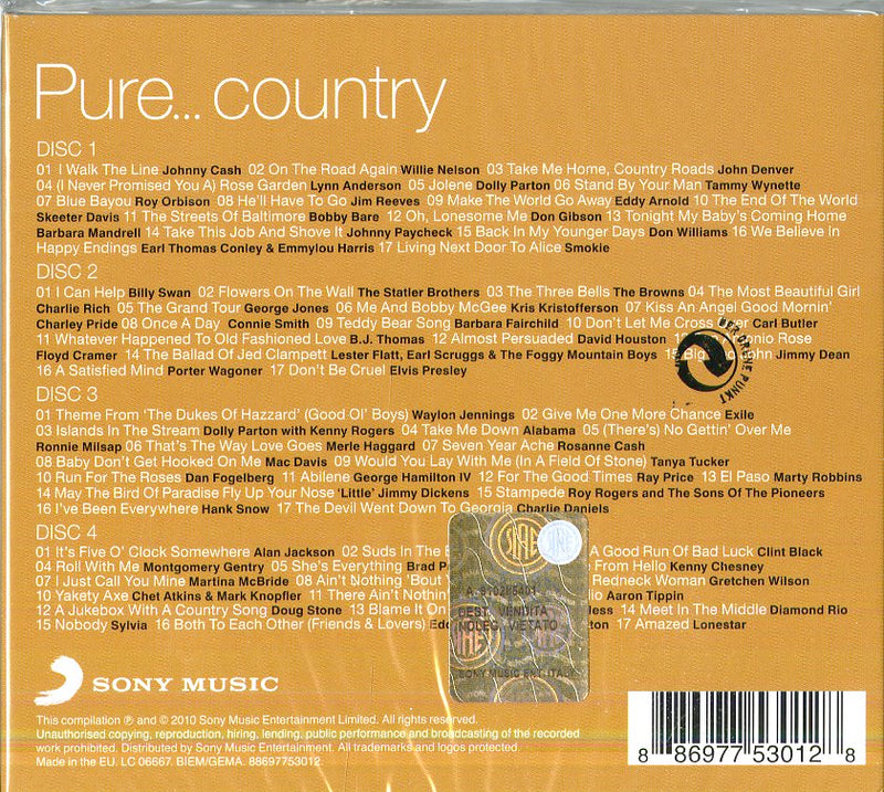 Compilation - Pure...Country (Box4Cd) Cd 0886977530128