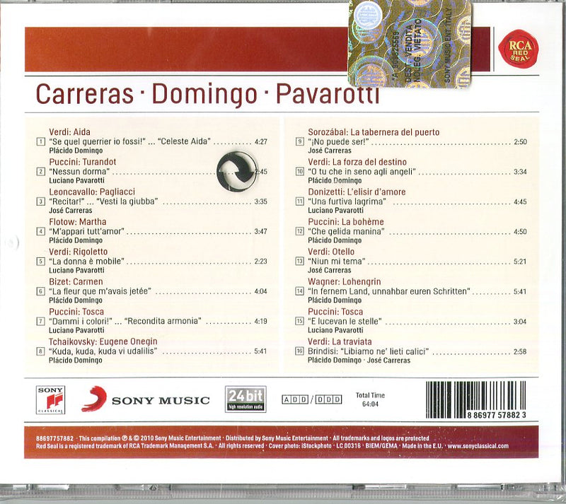 Domingo,Carreras,Pavarotti - The Three Tenors Sings Puccini,Verdi,Donizetti,Bizet CD 0886977578823