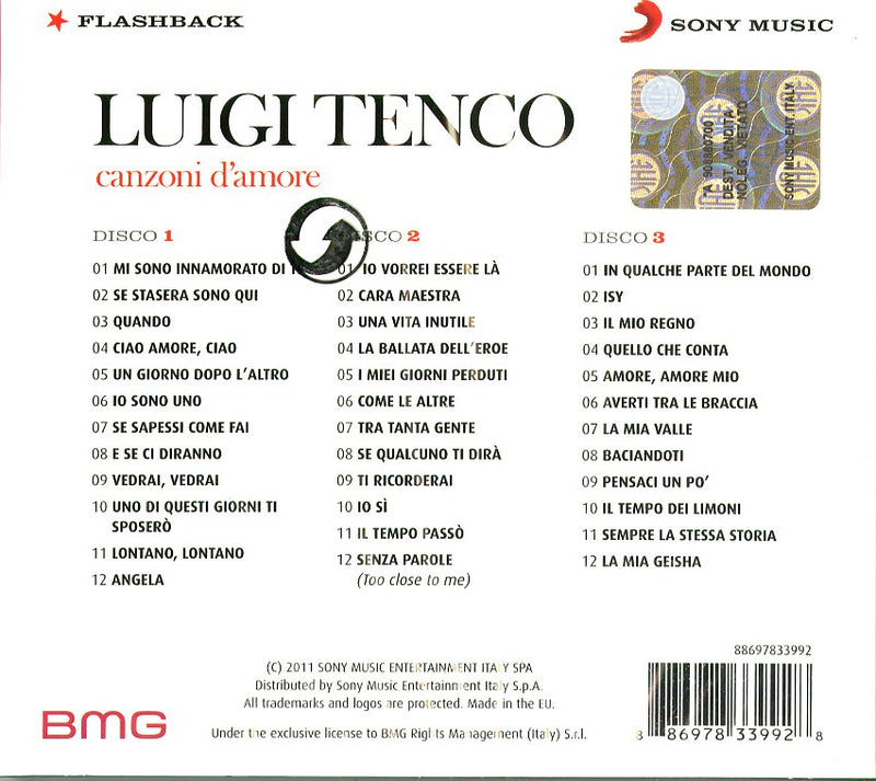 Tenco Luigi - Canzoni D'Amore (Box 3 Cd) Cd 0886978339928