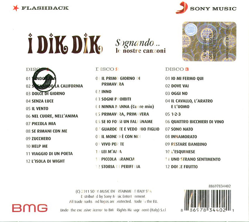 Dik Dik I - Sognando...Le Nostre Canzoni (Box3Cd) Cd 0886978344021