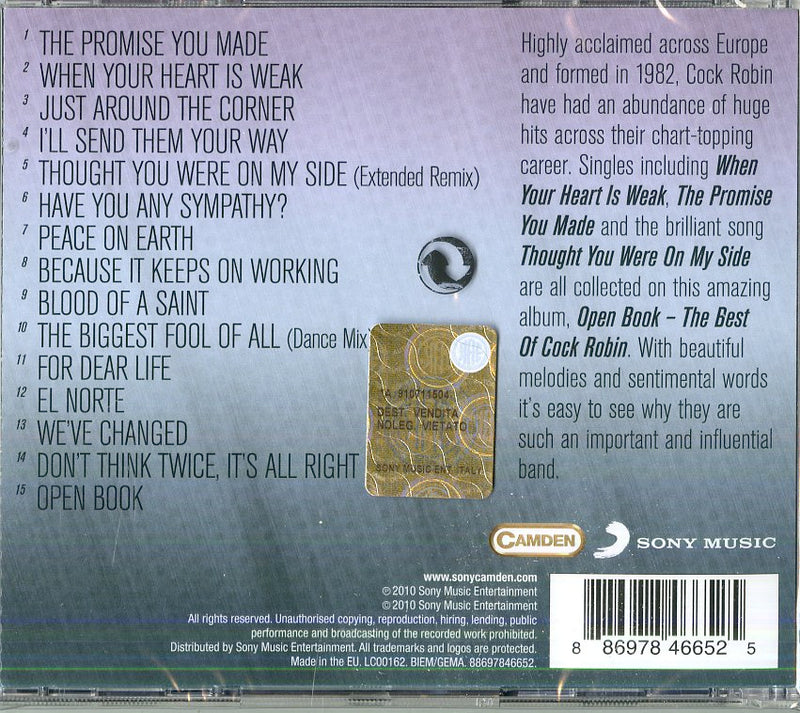 Cock Robin - Open Book-The Best Of... Cd 0886978466525