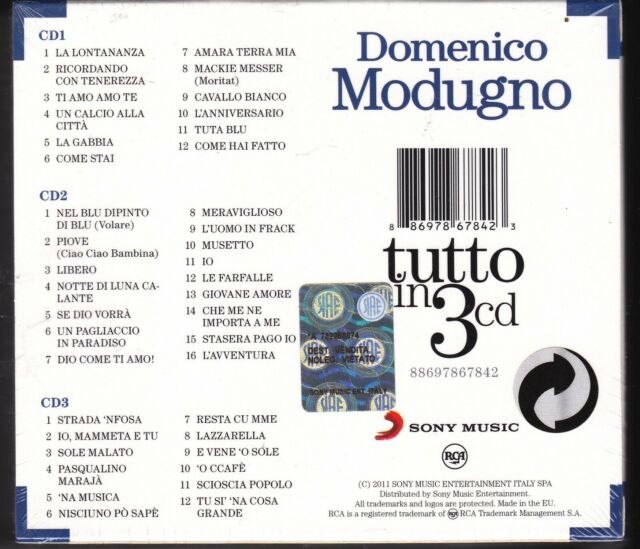 Modugno Domenico - Tutto In 3 Cd (Box) Cd 0886978678423