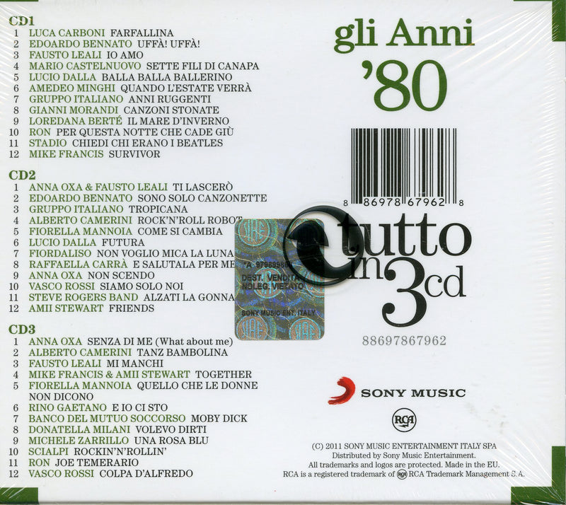 Compilation - Gli Anni 80 Tutto In 3 Cd (Box) Cd 0886978679628