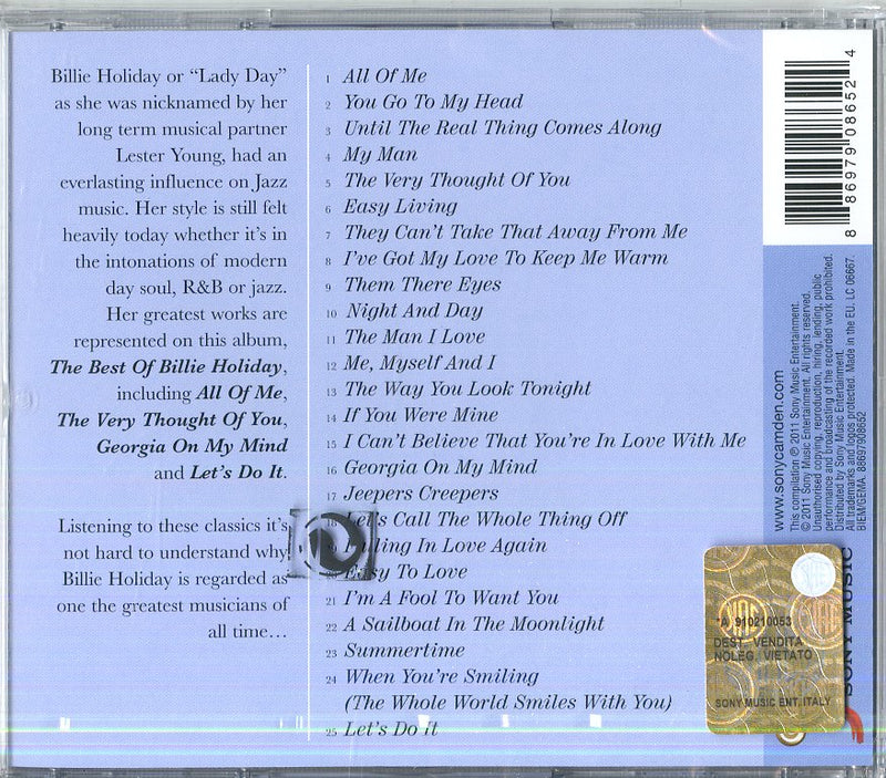 Holiday Billie - The Very Best (Serie Camden) CD 0886979086524