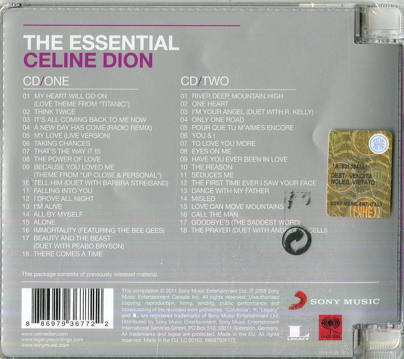Dion Celine - The Essential Celin Dion Cd 0886979367722