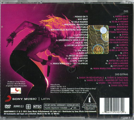 Shakira - Live From Paris (Cd+Dvd) Cd 0886979990722