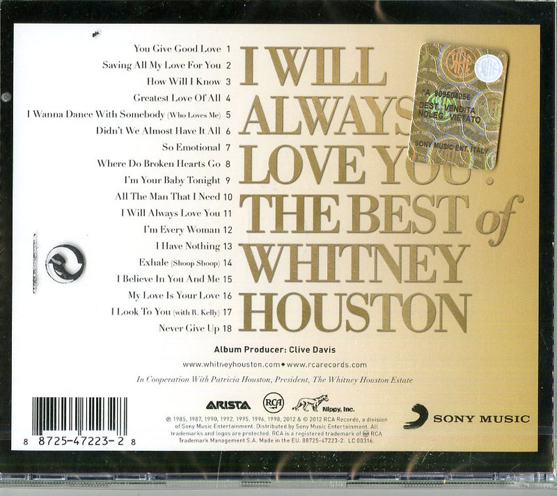 Houston Whitney - I Will Always Love You The Best Of Whitney Houston Cd 0887254722328