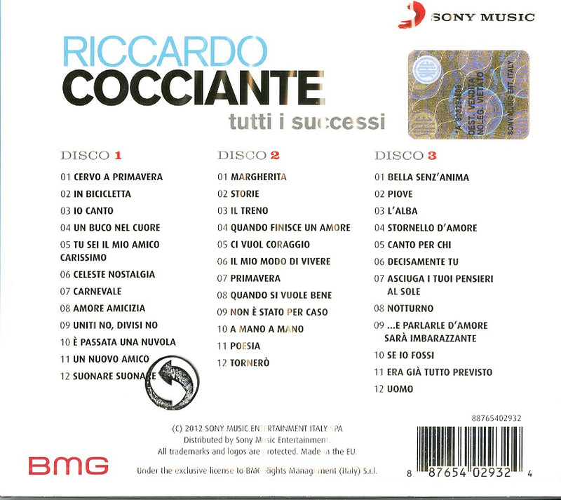 Cocciante Riccardo - Tutti I Successi (Box3Cd) Cd 0887654029324