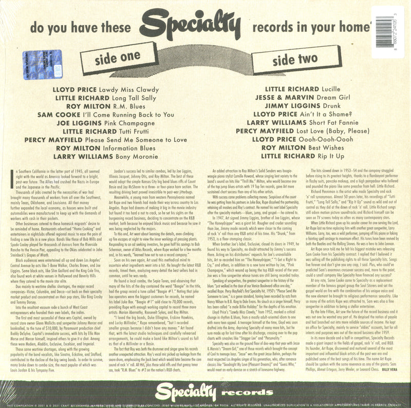 Compilation - Rip It Up Best Of Specialty Records Lp 0888072241053