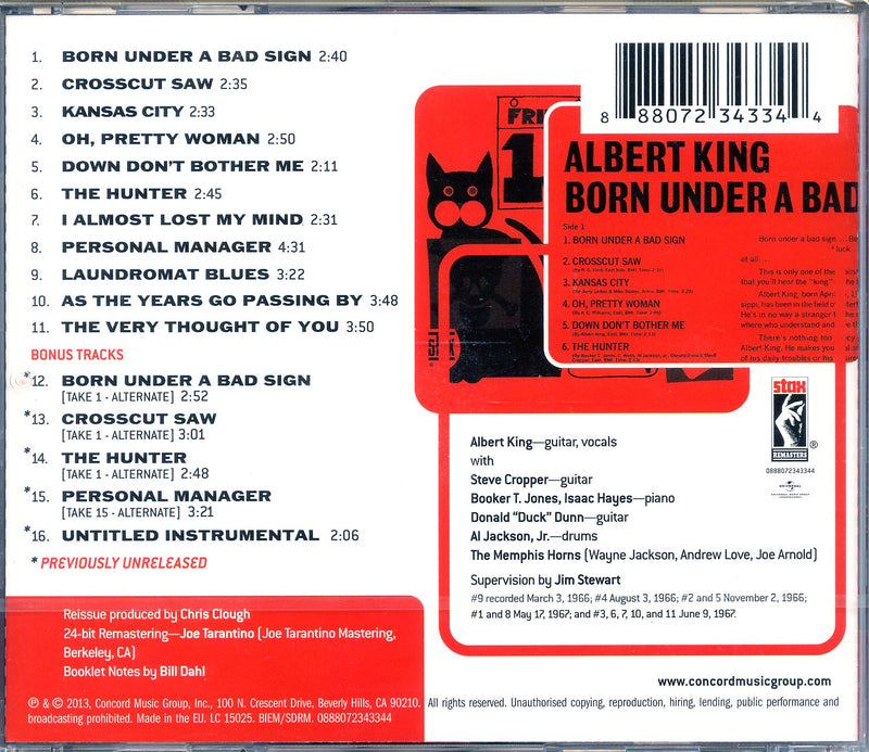 King Albert - Born Under A Bad Sign (Stax Remasteres) Cd 0888072343344