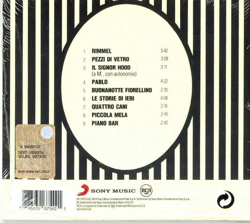 De Gregori Francesco - Rimmel (Digipack) Cd 0888430675421