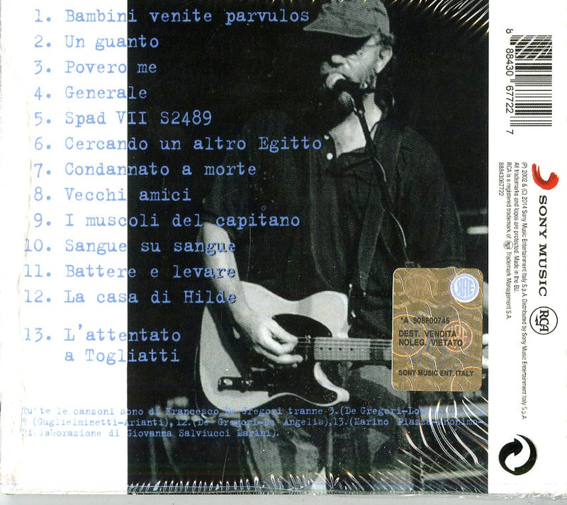 De Gregori Francesco - Fuoco Amico Live 2001 (Digipack) CD 0888430677227