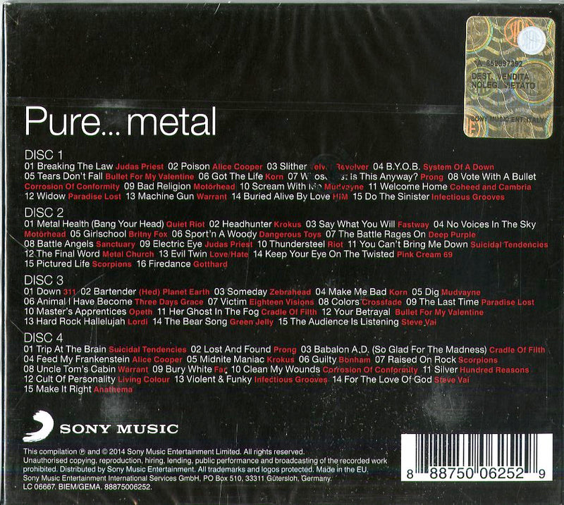 Compilation - Pure... Metal (Box4Cd) Cd 0888750062529