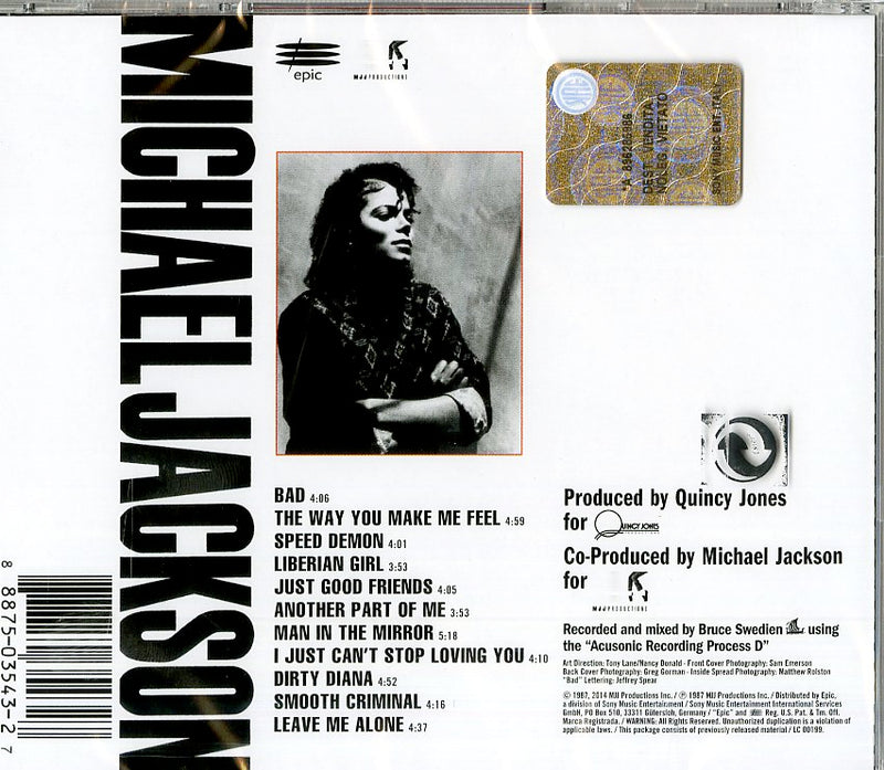 Jackson Michael - Bad Cd 0888750354327