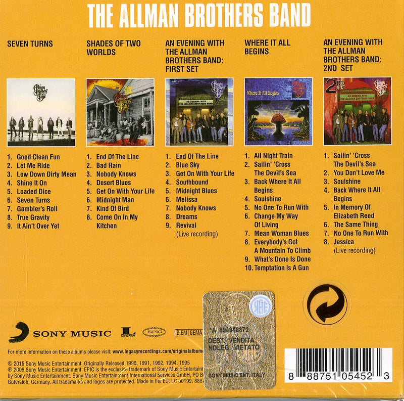 Allman Brothers Band - Original Album Classics (Box 5 Cd) Cd 0888751054523