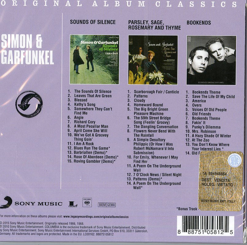 Simon & Garfunkel - Original Album Classics (Box 3 Cd) Cd 0888751058125