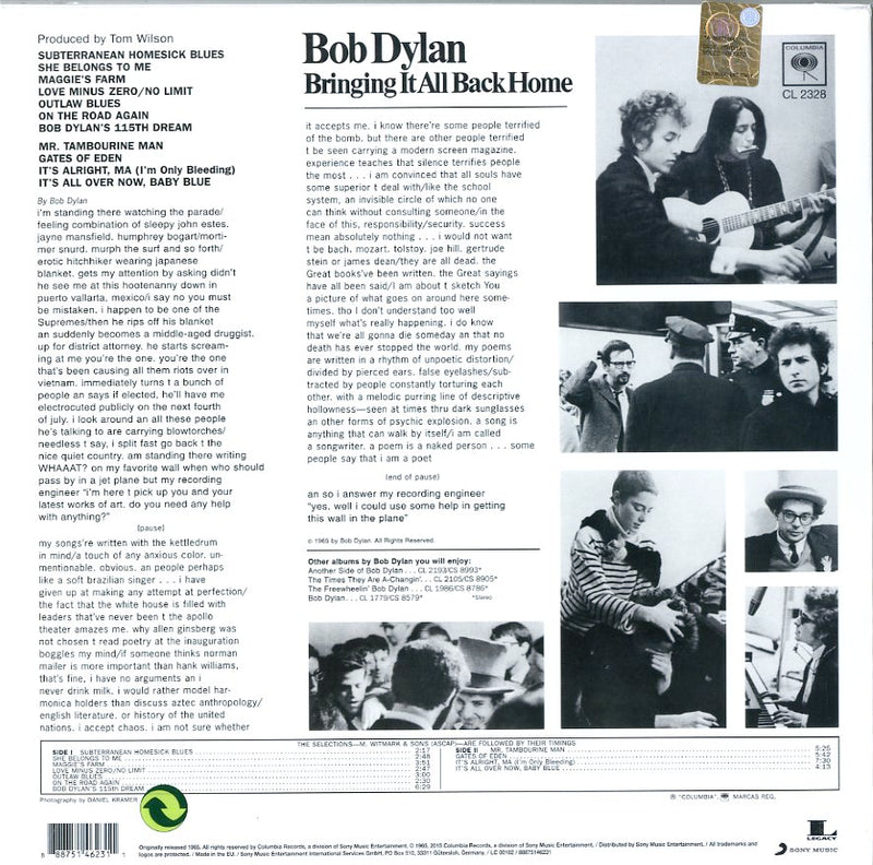 Dylan Bob - Bringing It All Back Home Vinile LP - Vinyl record 0888751462311