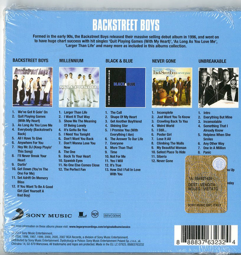 Backstreet Boys - Original Album Classics (Box 5 Cd) Cd 0888837632324