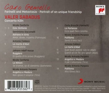 Sabadus Valer - Farinelli And Metastasio CD 0889853053827