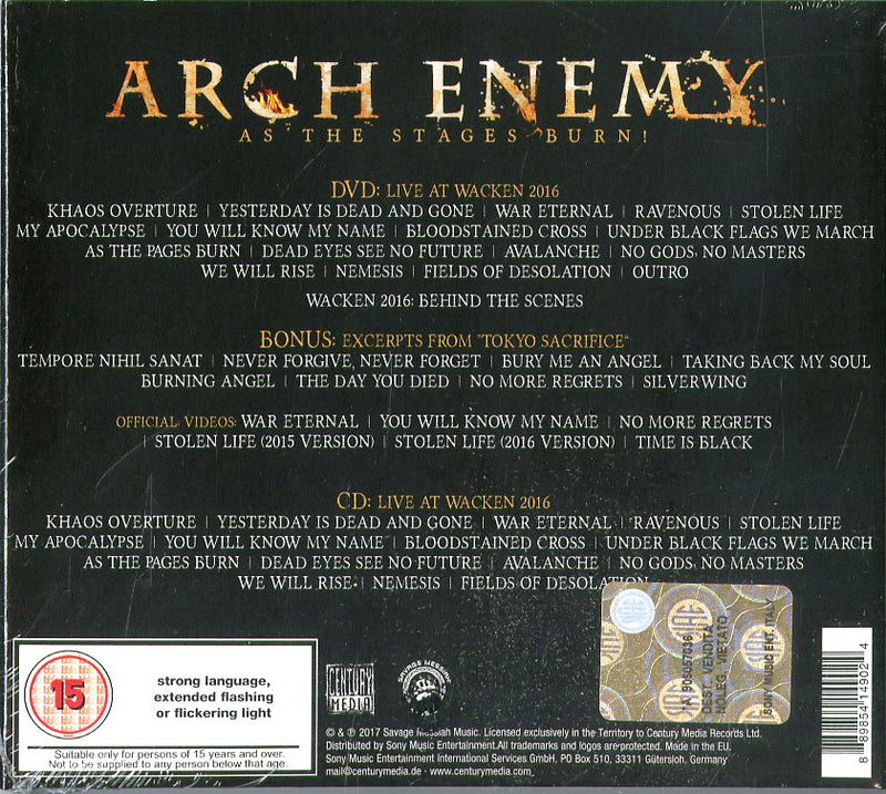 Arch Enemy - As The Stages Burn! (Cd Digipack + Dvd) CD 0889854149024